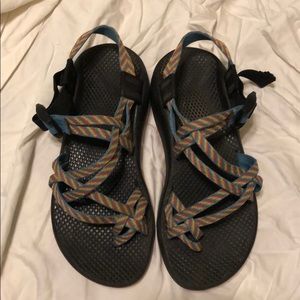 Rainbow strapped chacos